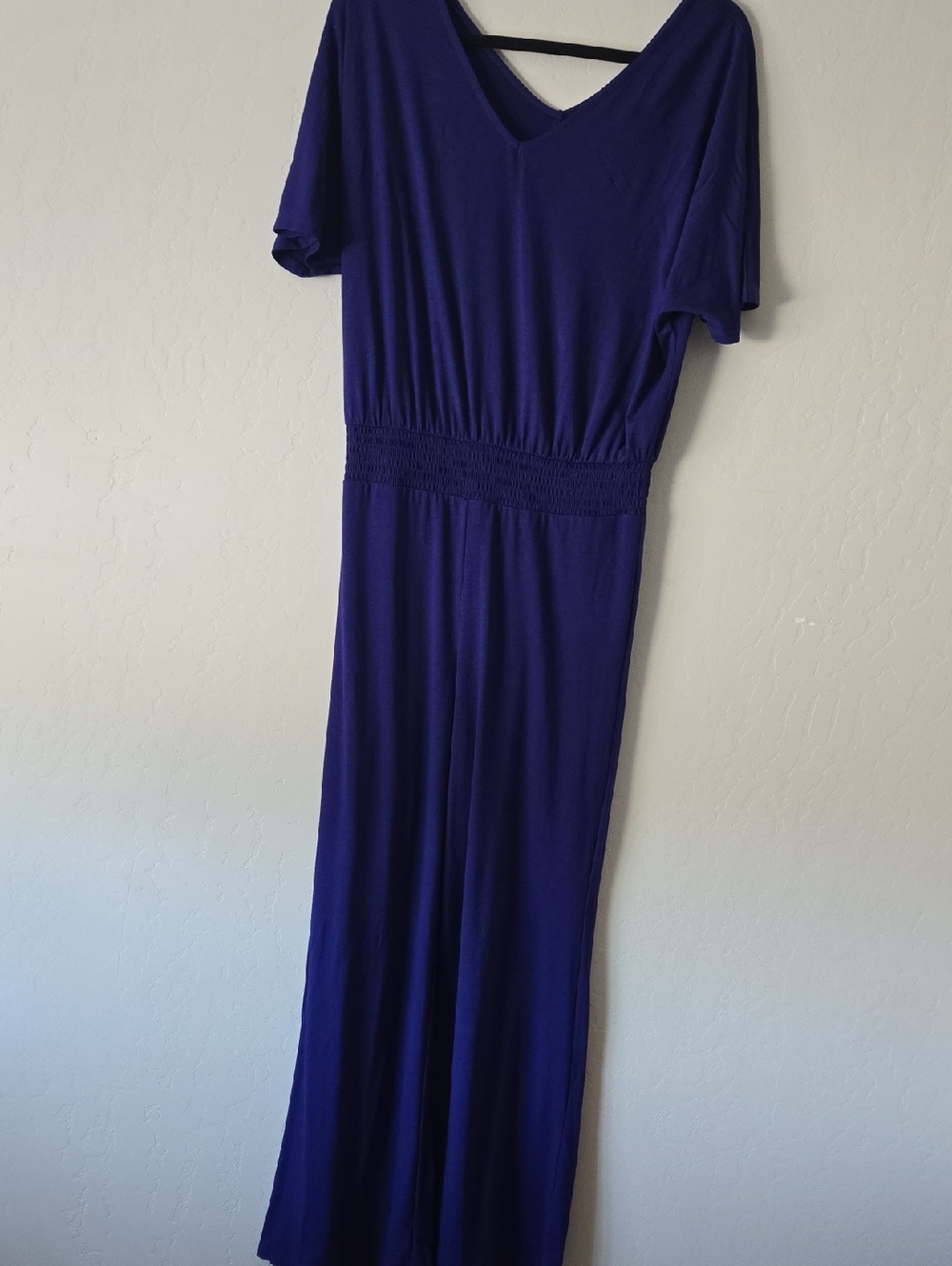 V-Neck Short Sleeve Jumpsuit in Royal Blue
